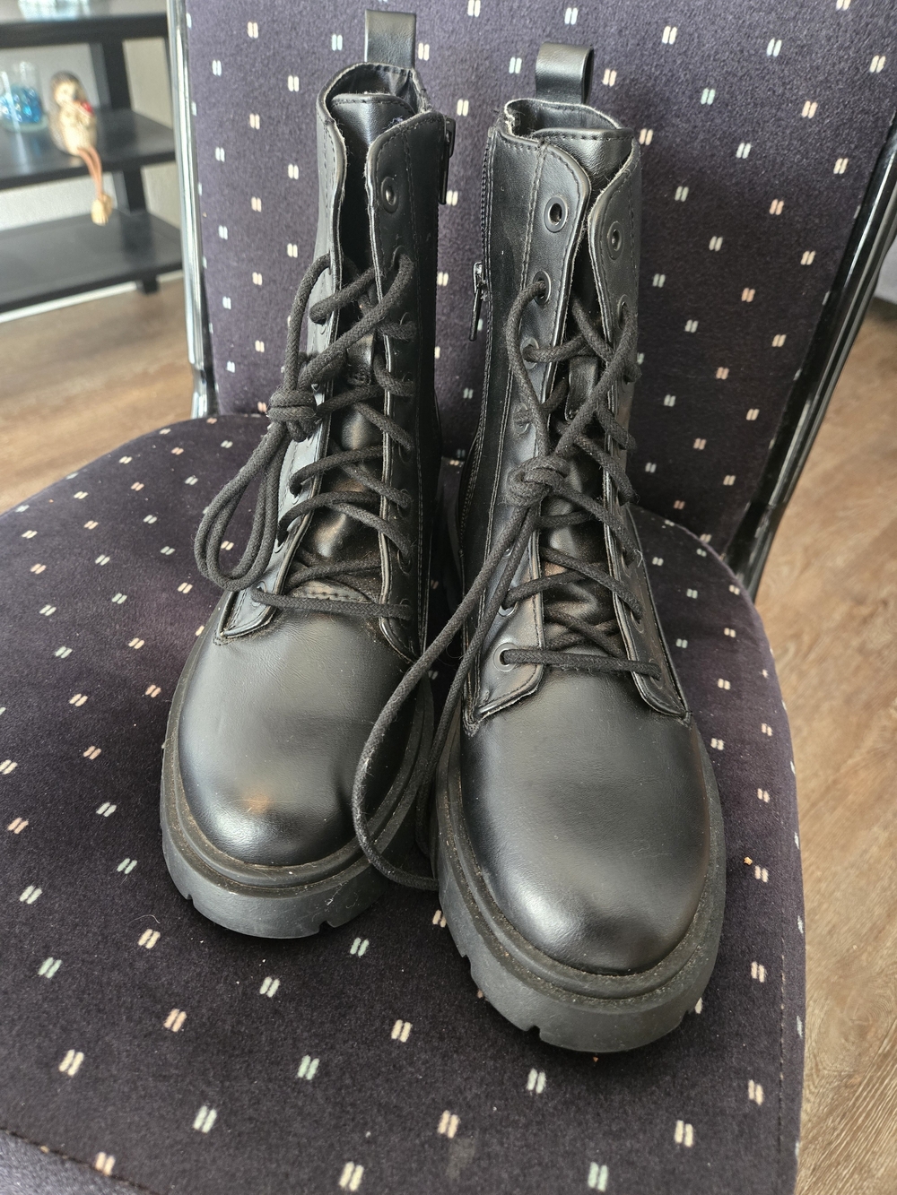 No Boundaries Black Lace-Up Combat Ankle Boots